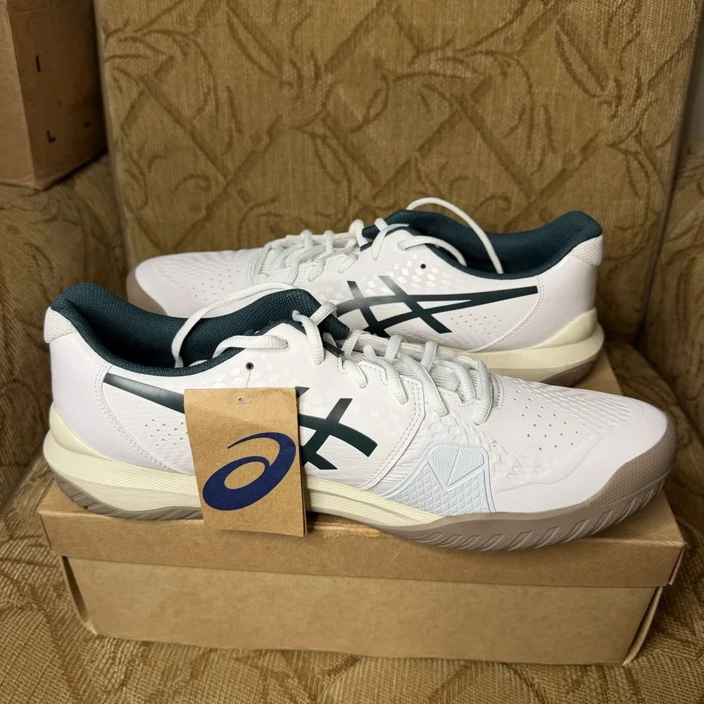 ASICS Gel-Challenger 14 White Saxon Green 1041A405-104 Men's Size 15 Tennis Shoe